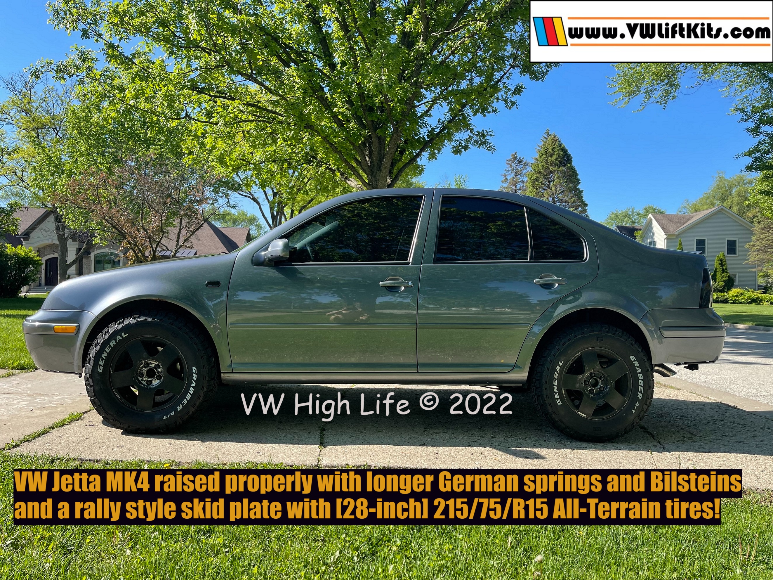 First VW Jetta MK4 lifted properly with Bilsteins and a Rally Style Skid Plate